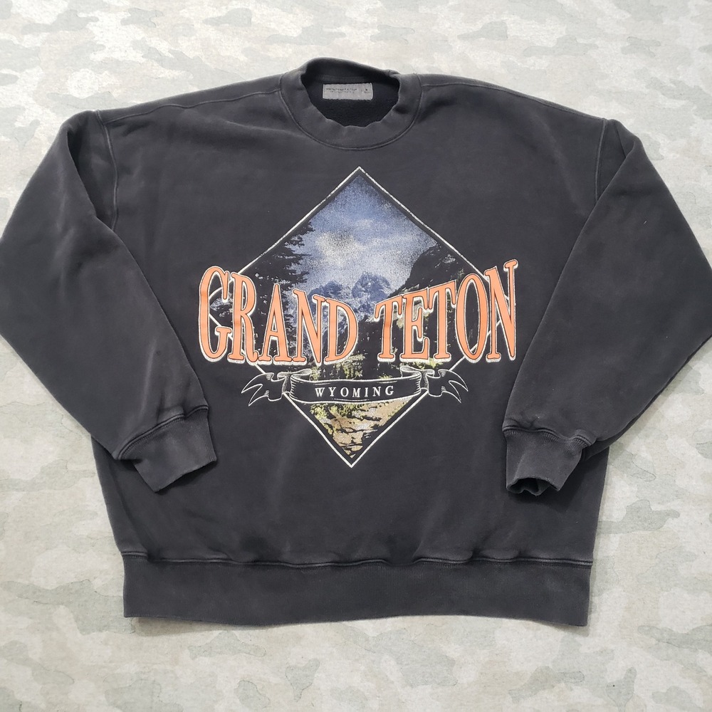 Abercrombie & Fitch Grand Teton Sweatshirt Mens Medium Black Graphic Pullover